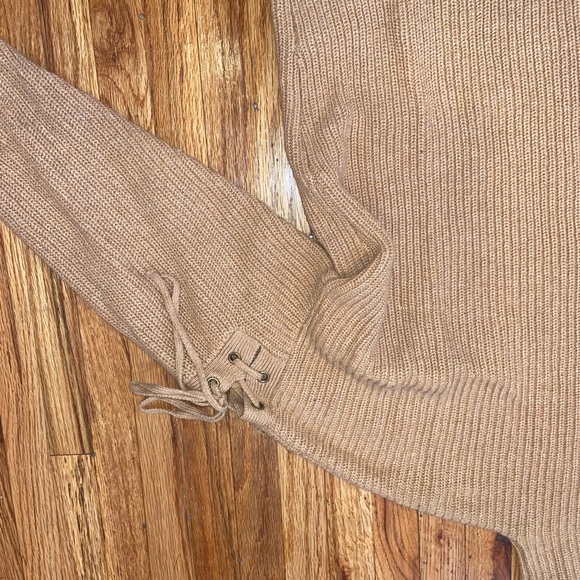 BCBG knit turtleneck top with sleeve detailing in brown - Picture 5 of 6